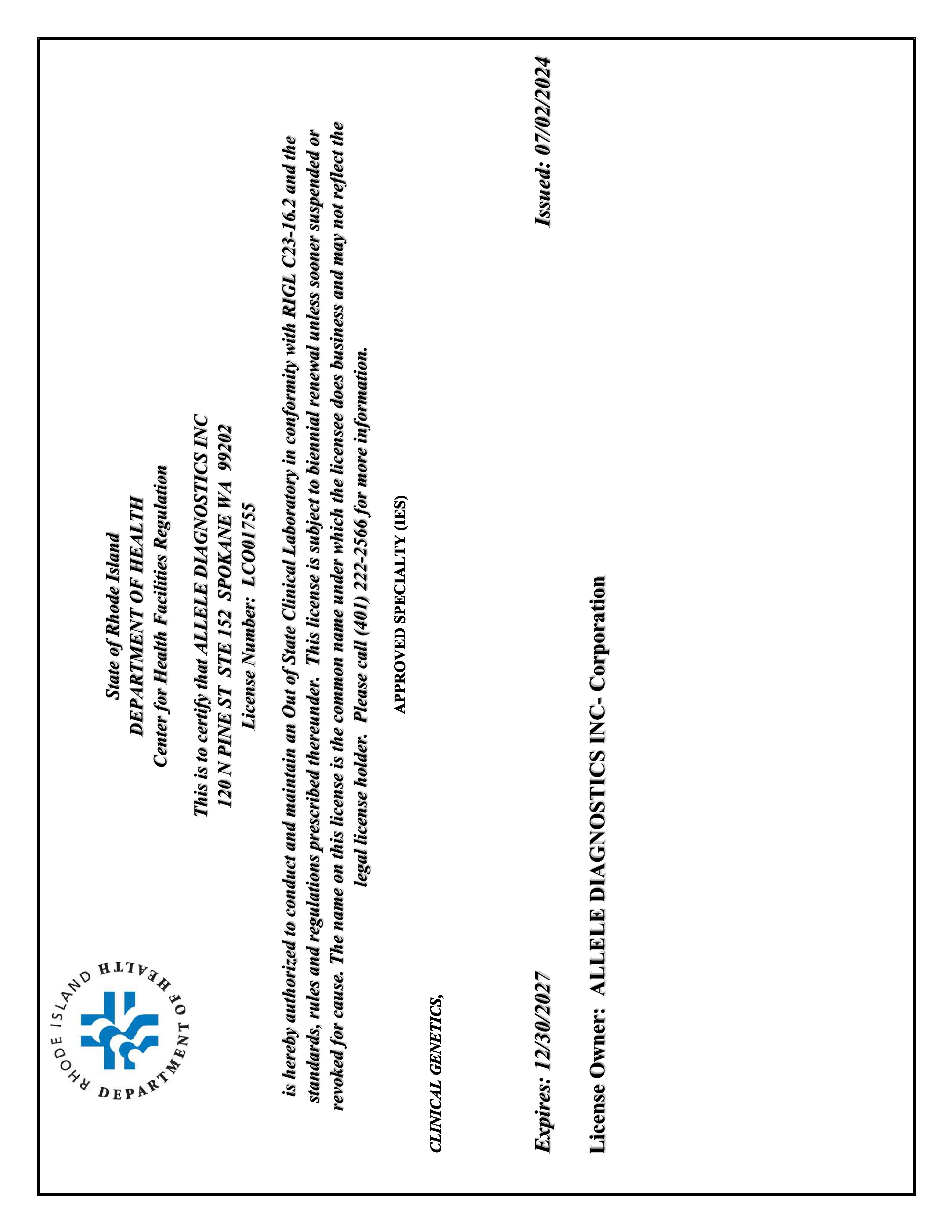 Rhode Island License